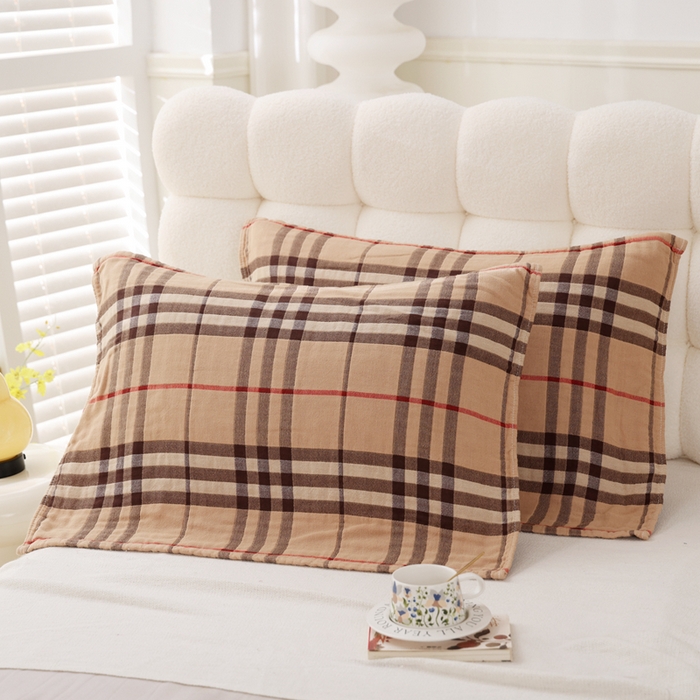 91家纺网 家纺一手货源 找家纺 朴尔家纺-毛巾被 2026新款全棉纯棉欣软系列定位四层加厚柔软纱布枕巾 巴宝格