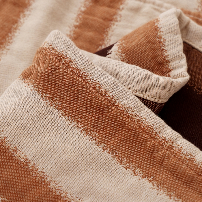 91家纺网 家纺一手货源 找家纺 朴尔家纺-毛巾被 2026新款全棉纯棉欣软系列定位四层加厚柔软纱布枕巾 条纹爱心熊