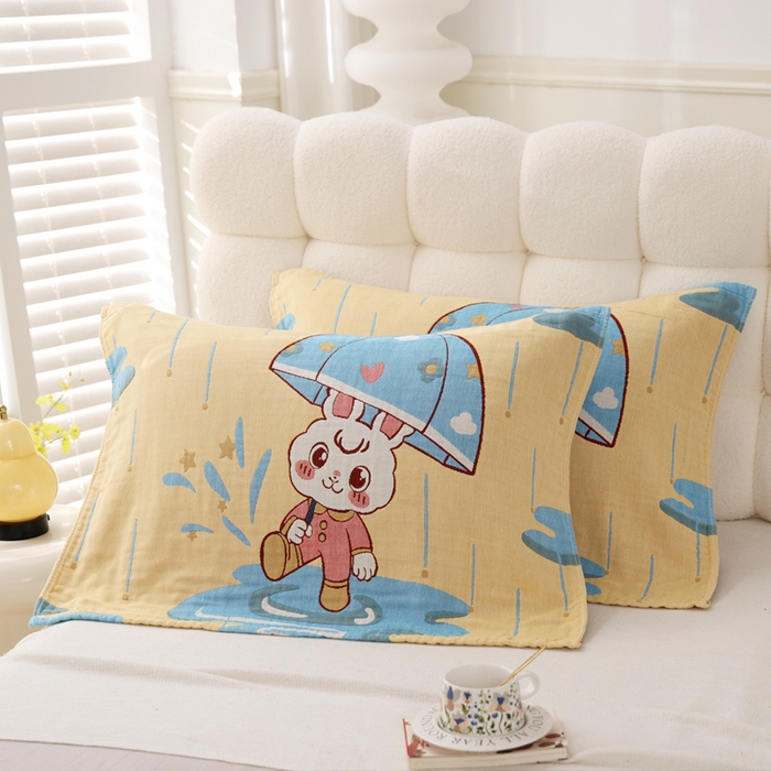 朴尔家纺-毛巾被 2026新款全棉纯棉欣软系列定位四层加厚柔软纱布枕巾 多趣多