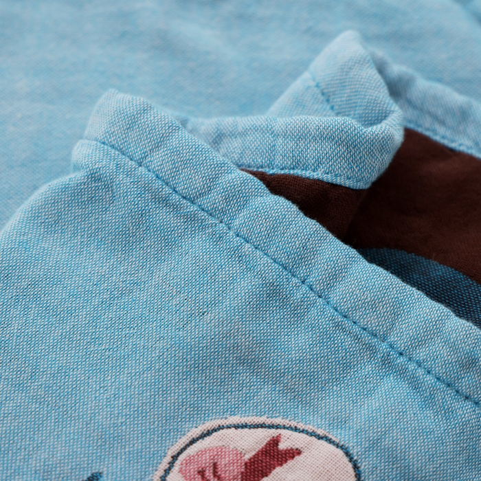 91家纺网 家纺一手货源 找家纺 朴尔家纺-毛巾被 2026新款全棉纯棉欣软系列定位四层加厚柔软纱布枕巾 云朵鱼