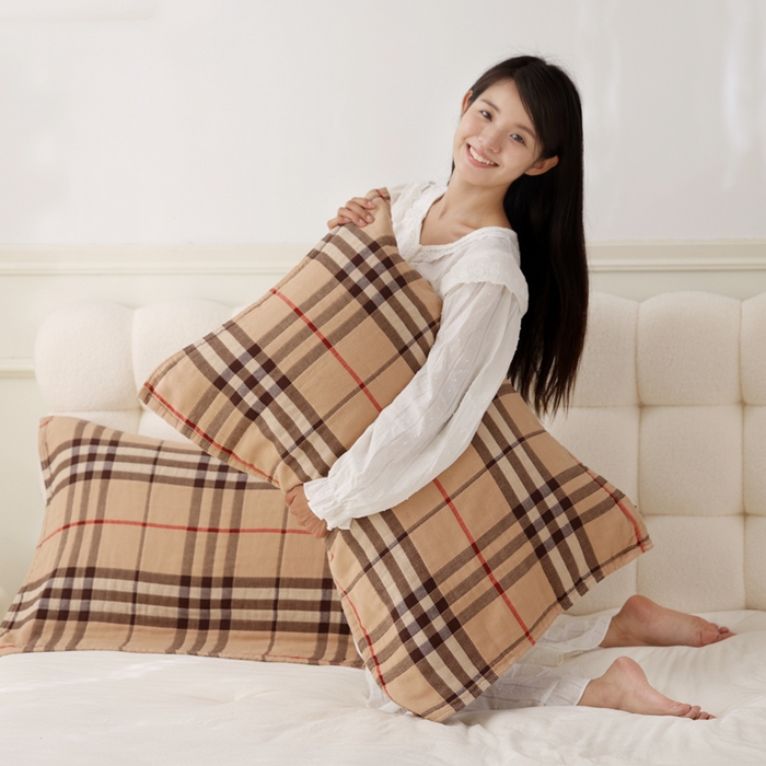 91家纺网 家纺一手货源 找家纺 朴尔家纺-毛巾被 2026新款全棉纯棉欣软系列定位四层加厚柔软纱布枕巾 巴宝格