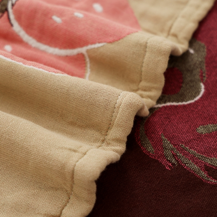 91家纺网 家纺一手货源 找家纺 朴尔家纺-毛巾被 2026新款全棉纯棉欣软系列定位四层加厚柔软纱布枕巾 草莓兔