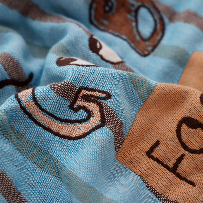 91家纺网 家纺一手货源 找家纺 朴尔家纺-毛巾被 2026新款全棉纯棉欣软系列定位四层加厚柔软纱布枕巾 开心伙伴