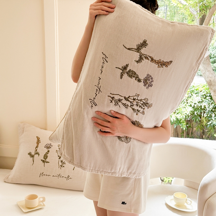 91家纺网 家纺一手货源 找家纺 朴尔家纺-毛巾被 2026新款全棉纯棉多柔AB版定位四层纱布枕巾 花意