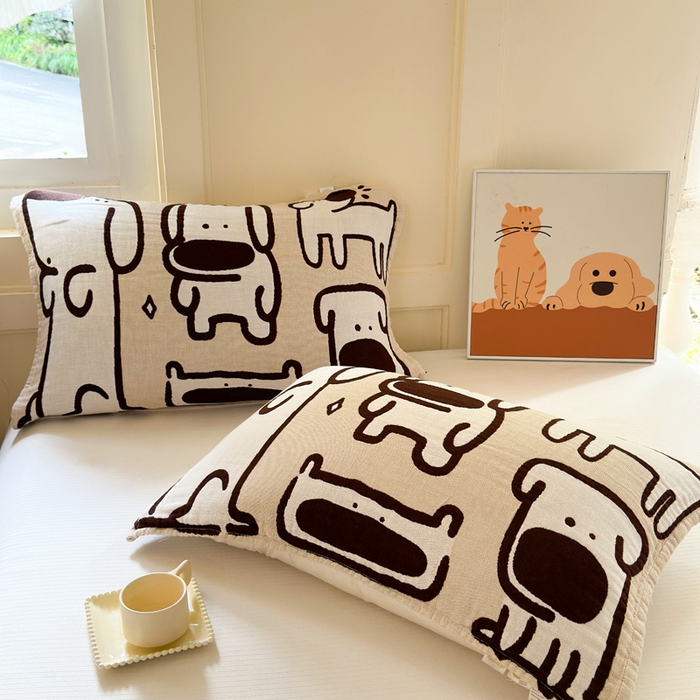 91家纺网 家纺一手货源 找家纺 朴尔家纺-毛巾被 2026新款全棉纯棉多柔AB版定位四层纱布枕巾 潮汪