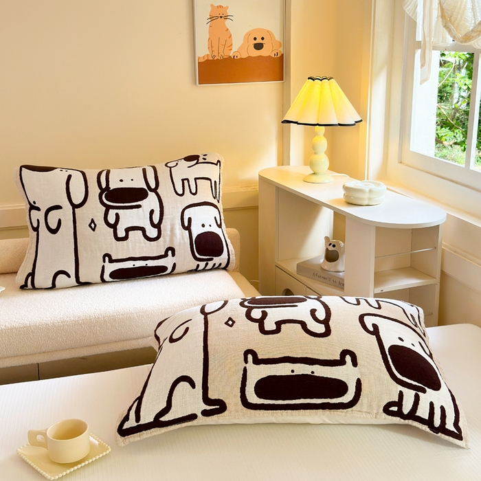 91家纺网 家纺一手货源 找家纺 朴尔家纺-毛巾被 2026新款全棉纯棉多柔AB版定位四层纱布枕巾 潮汪