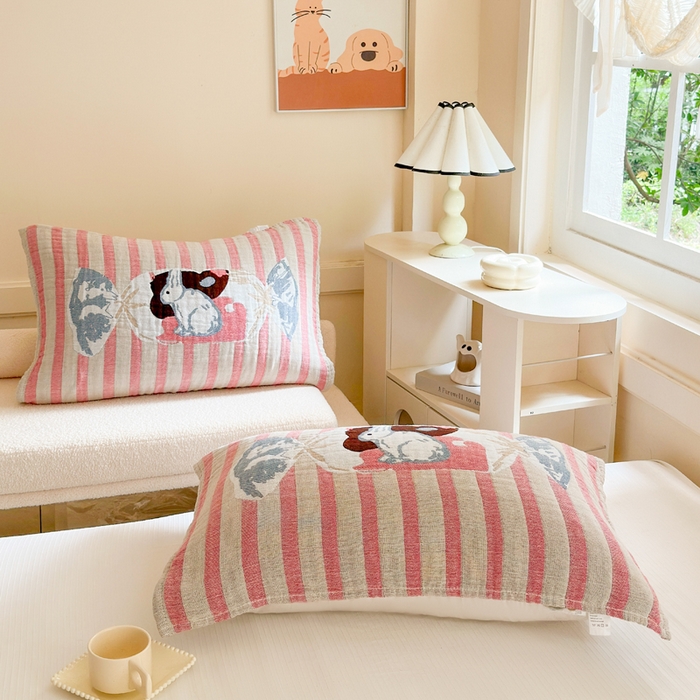 91家纺网 家纺一手货源 找家纺 朴尔家纺-毛巾被 2026新款全棉纯棉多柔AB版定位四层纱布枕巾 童年记忆