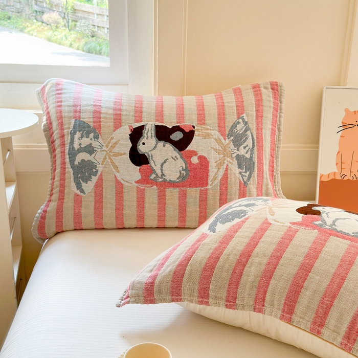 91家纺网 家纺一手货源 找家纺 朴尔家纺-毛巾被 2026新款全棉纯棉多柔AB版定位四层纱布枕巾 童年记忆