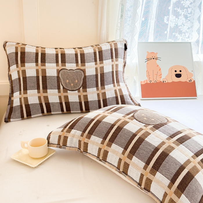 91家纺网 家纺一手货源 找家纺 朴尔家纺-毛巾被 2026新款全棉纯棉多柔AB版定位四层纱布枕巾 大咖熊