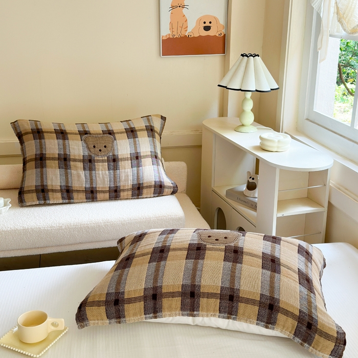 91家纺网 家纺一手货源 找家纺 朴尔家纺-毛巾被 2026新款全棉纯棉多柔AB版定位四层纱布枕巾 大咖熊