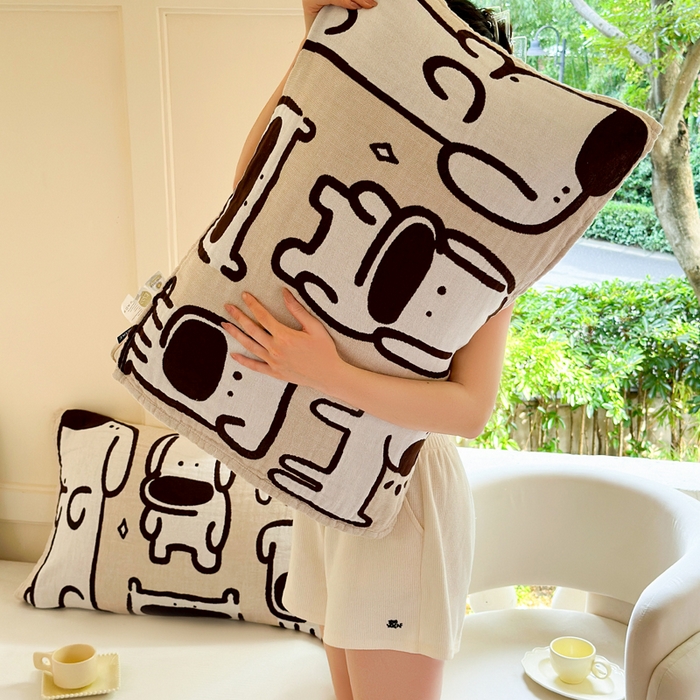 91家纺网 家纺一手货源 找家纺 朴尔家纺-毛巾被 2026新款全棉纯棉多柔AB版定位四层纱布枕巾 潮汪