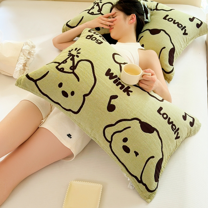 91家纺网 家纺一手货源 找家纺 朴尔家纺-毛巾被 2026新款全棉纯棉多柔AB版定位四层纱布枕巾 嬉皮狗