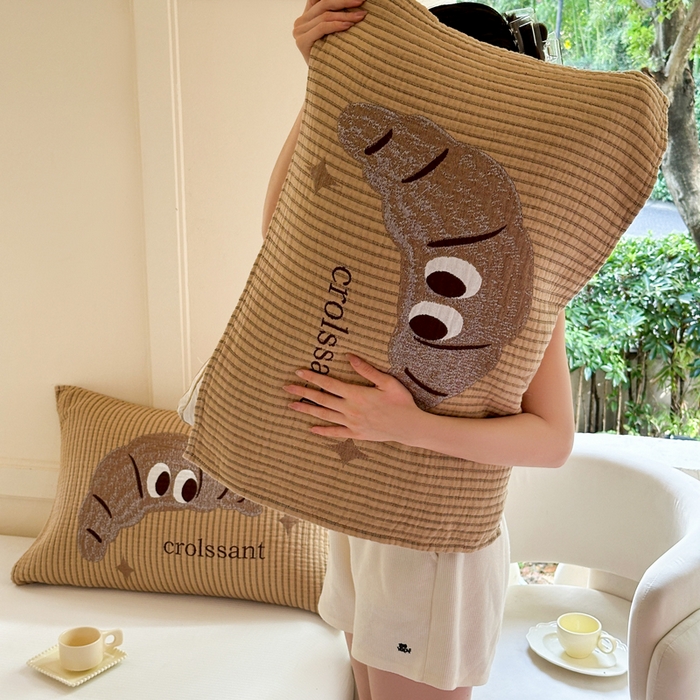 91家纺网 家纺一手货源 找家纺 朴尔家纺-毛巾被 2026新款全棉纯棉多柔AB版定位四层纱布枕巾 牛角甜包