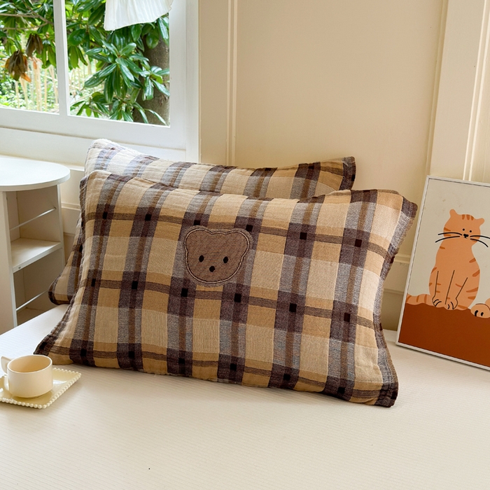 91家纺网 家纺一手货源 找家纺 朴尔家纺-毛巾被 2026新款全棉纯棉多柔AB版定位四层纱布枕巾 大咖熊