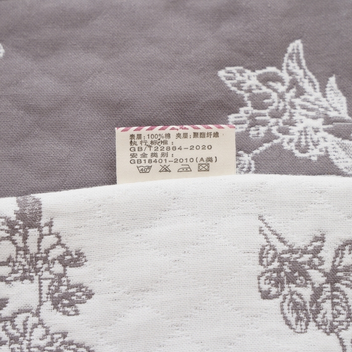 91家纺网 家纺一手货源 找家纺 朴尔家纺-毛巾被 2025新款韩版小碎花边全棉纯棉三层纱布枕巾 芬芳-灰