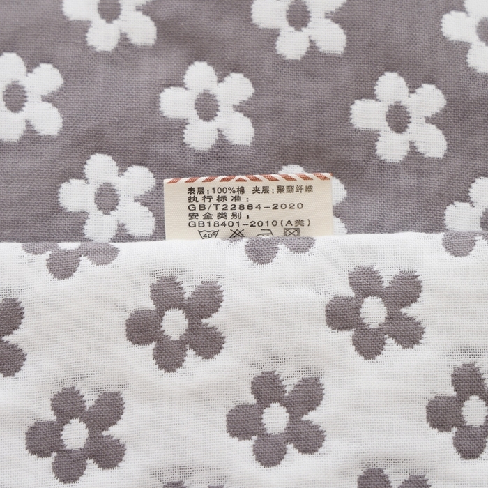 91家纺网 家纺一手货源 找家纺 朴尔家纺-毛巾被 2025新款韩版小碎花边全棉纯棉三层纱布枕巾 樱花季-灰