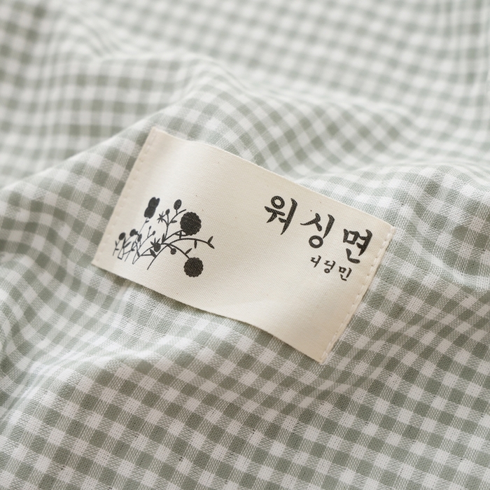 91家纺网 家纺一手货源 找家纺 朴尔家纺-毛巾被 2025新款韩版小碎花边全棉纯棉三层纱布枕巾 韩式小格-绿