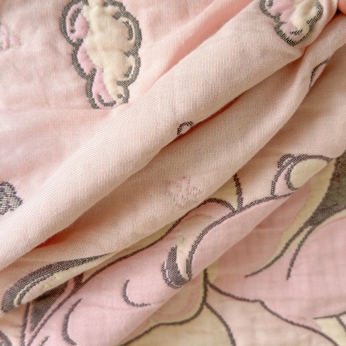 91家纺网 家纺一手货源 找家纺 朴尔家纺-毛巾被 2026新款韩版花边卡通水洗起皱纯棉六层纱布枕巾 夏日至甜