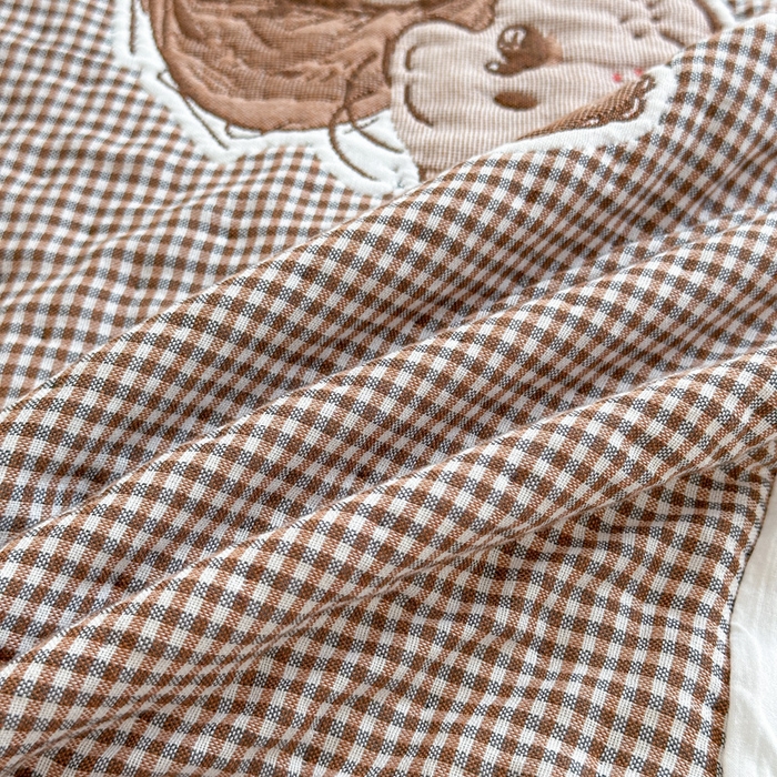 91家纺网 家纺一手货源 找家纺 朴尔家纺-毛巾被 2026新款韩版花边卡通水洗起皱纯棉六层纱布枕巾 溜溜呀