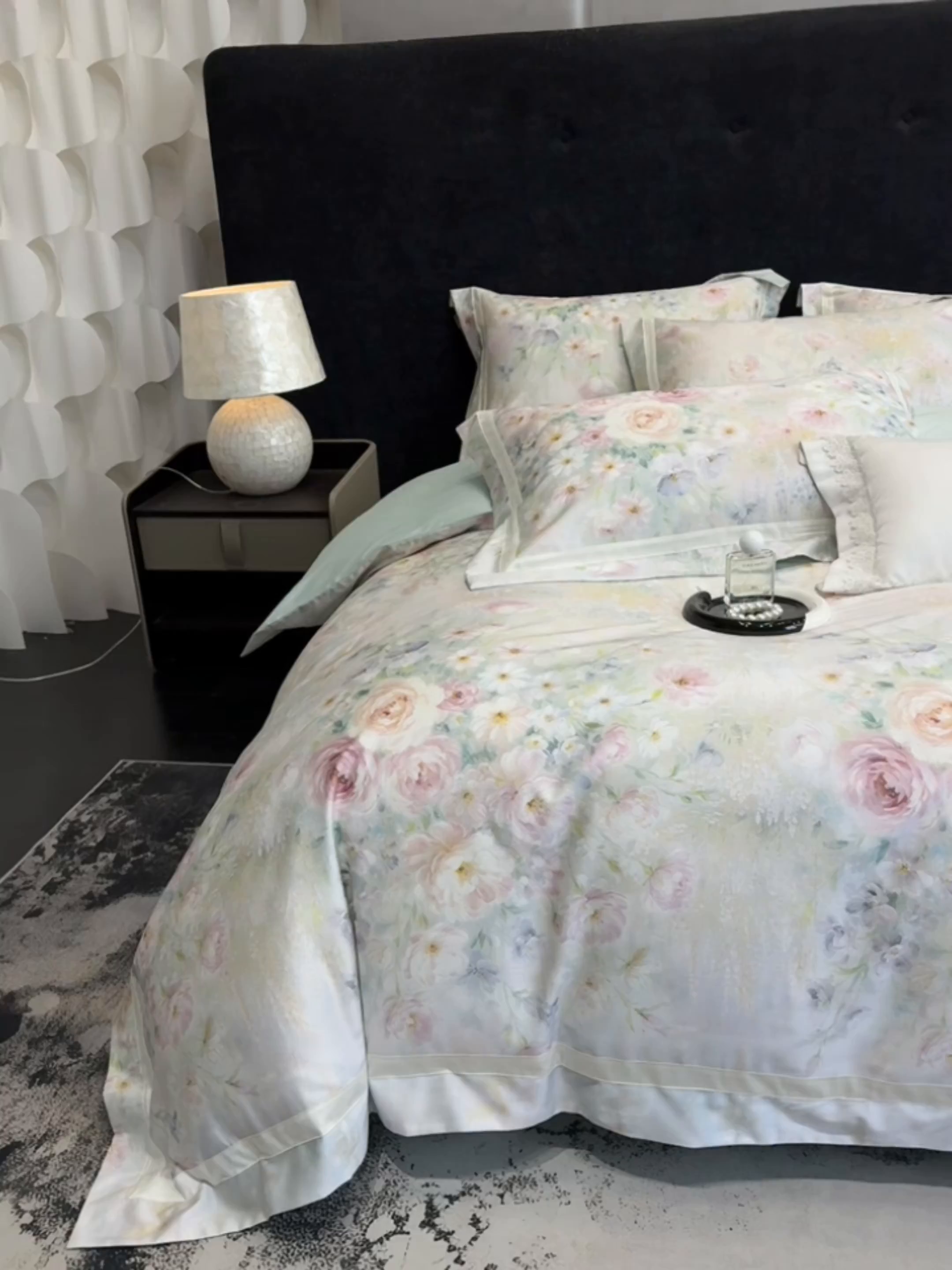 91家纺网 家纺一手货源 找家纺 莱势 2026新款新品100支纯棉全棉50x50s埃及长绒棉刺绣绣花四件套高端礼盒-绽缦系列 绽缦 绿野仙踪