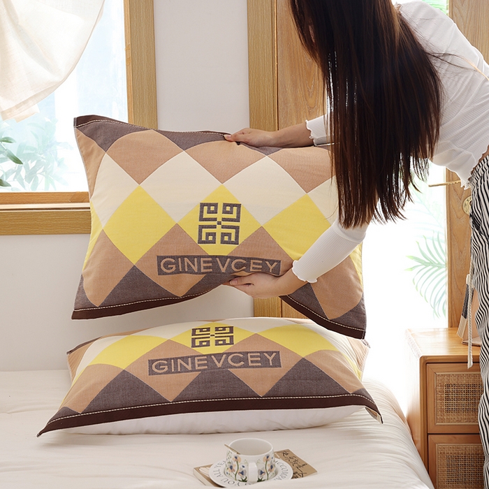 91家纺网 家纺一手货源 找家纺 朴尔家纺-毛巾被 2026新款格致系列全棉纯棉加厚六层纱布枕巾 海派绅士-咖