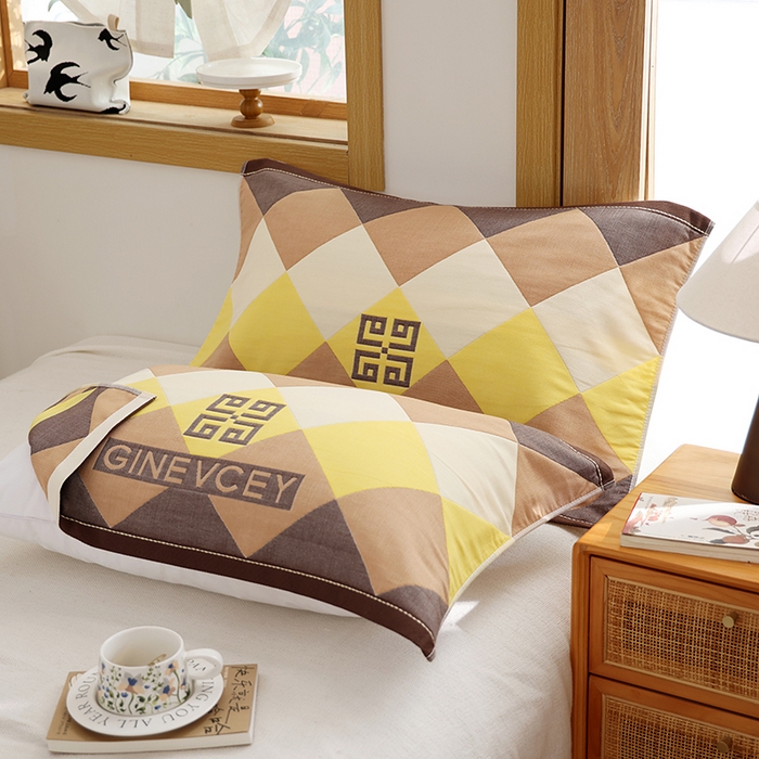 91家纺网 家纺一手货源 找家纺 朴尔家纺-毛巾被 2026新款格致系列全棉纯棉加厚六层纱布枕巾 海派绅士-咖