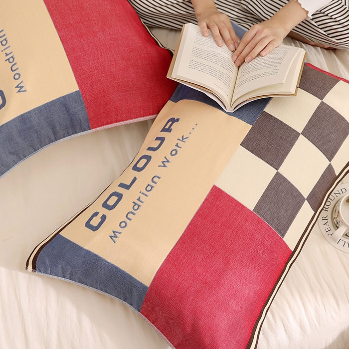 91家纺网 家纺一手货源 找家纺 朴尔家纺-毛巾被 2026新款格致系列全棉纯棉加厚六层纱布枕巾 自然风-蓝