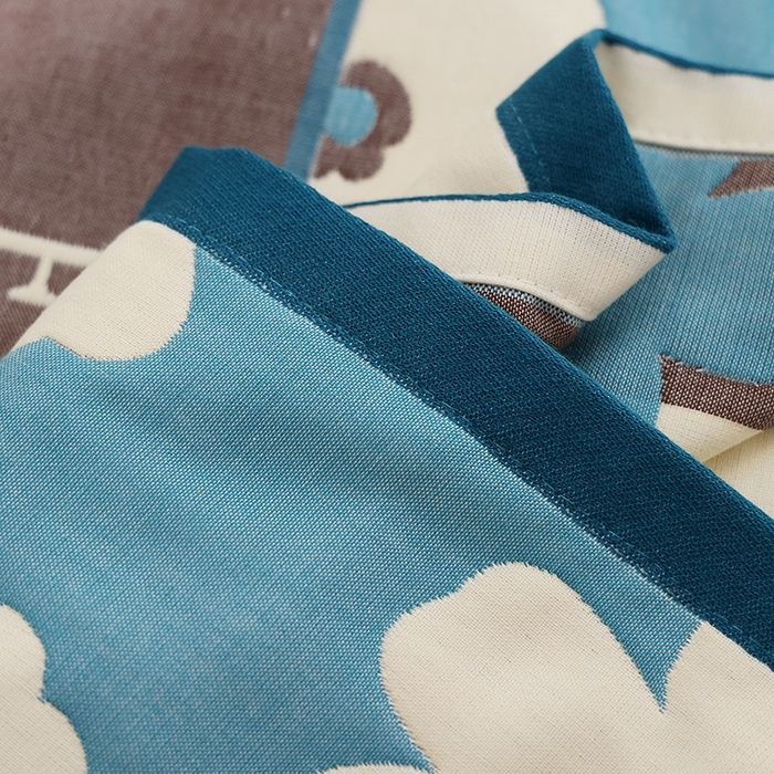 91家纺网 家纺一手货源 找家纺 朴尔家纺-毛巾被 2026新款格致系列全棉纯棉加厚六层纱布枕巾 世家花园-蓝