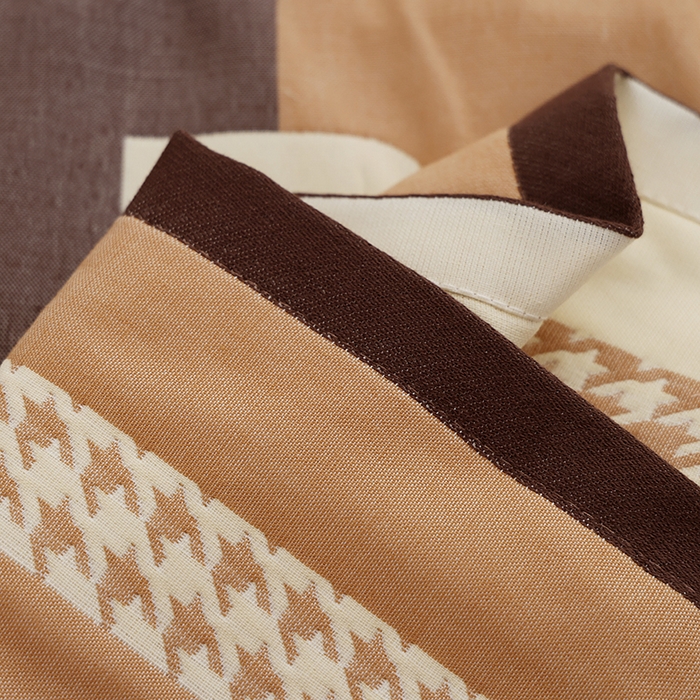 91家纺网 家纺一手货源 找家纺 朴尔家纺-毛巾被 2026新款格致系列全棉纯棉加厚六层纱布枕巾 南法假日-咖