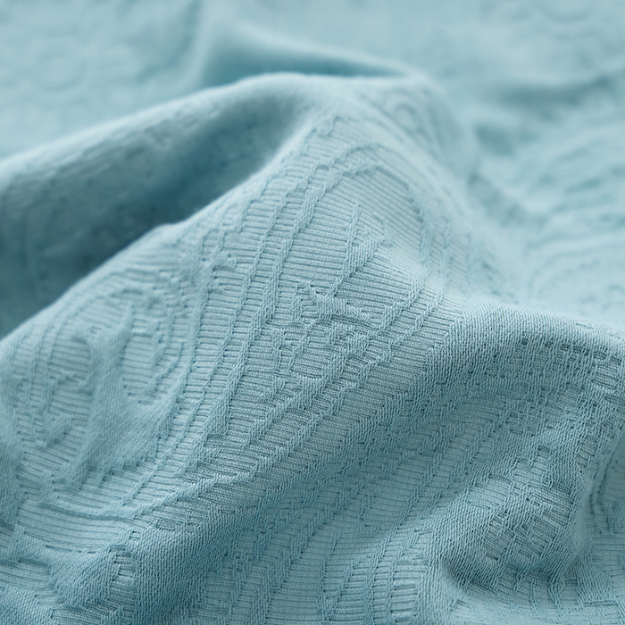 91家纺网 家纺一手货源 找家纺 朴尔家纺-毛巾被 2026新款浮雕凤尾花纯色全棉纯棉三层纱布枕巾 浮雕凤尾花-蓝