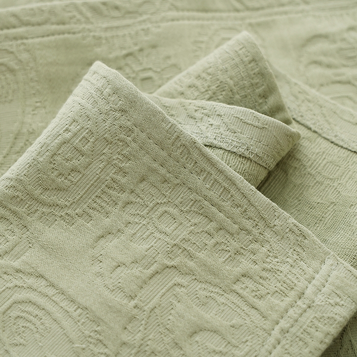 91家纺网 家纺一手货源 找家纺 朴尔家纺-毛巾被 2026新款浮雕凤尾花纯色全棉纯棉三层纱布枕巾 浮雕凤尾花-抹茶