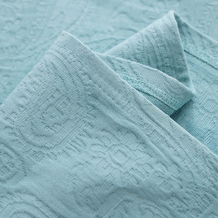 91家纺网 家纺一手货源 找家纺 朴尔家纺-毛巾被 2026新款浮雕凤尾花纯色全棉纯棉三层纱布枕巾 浮雕凤尾花-蓝