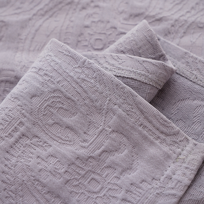 91家纺网 家纺一手货源 找家纺 朴尔家纺-毛巾被 2026新款浮雕凤尾花纯色全棉纯棉三层纱布枕巾 浮雕凤尾花-深灰