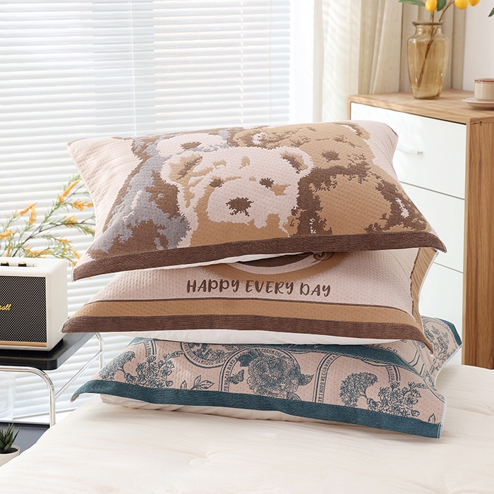 91家纺网 家纺一手货源 找家纺 朴尔家纺-毛巾被 2026新款卡通定位全棉纯棉四层纱布枕巾 组合图（仅供展示不可下单）