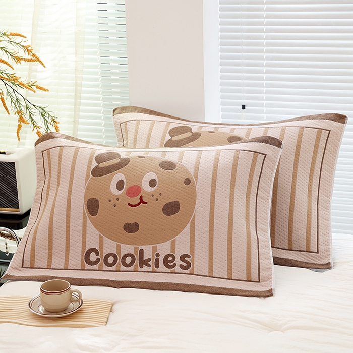 91家纺网 家纺一手货源 找家纺 朴尔家纺-毛巾被 2026新款卡通定位全棉纯棉四层纱布枕巾 巧克力饼-咖