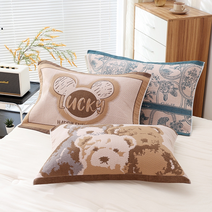 朴尔家纺-毛巾被 2026新款卡通定位全棉纯棉四层纱布枕巾 组合图（仅供展示不可下单）