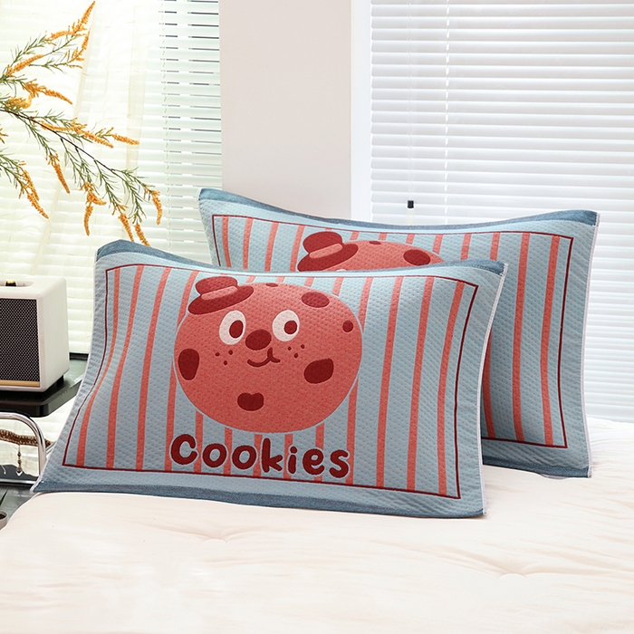 91家纺网 家纺一手货源 找家纺 朴尔家纺-毛巾被 2026新款卡通定位全棉纯棉四层纱布枕巾 巧克力饼-红