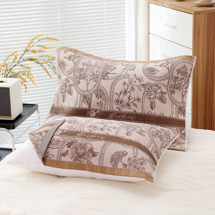 91家纺网 家纺一手货源 找家纺 朴尔家纺-毛巾被 2026新款卡通定位全棉纯棉四层纱布枕巾 清欢-米咖