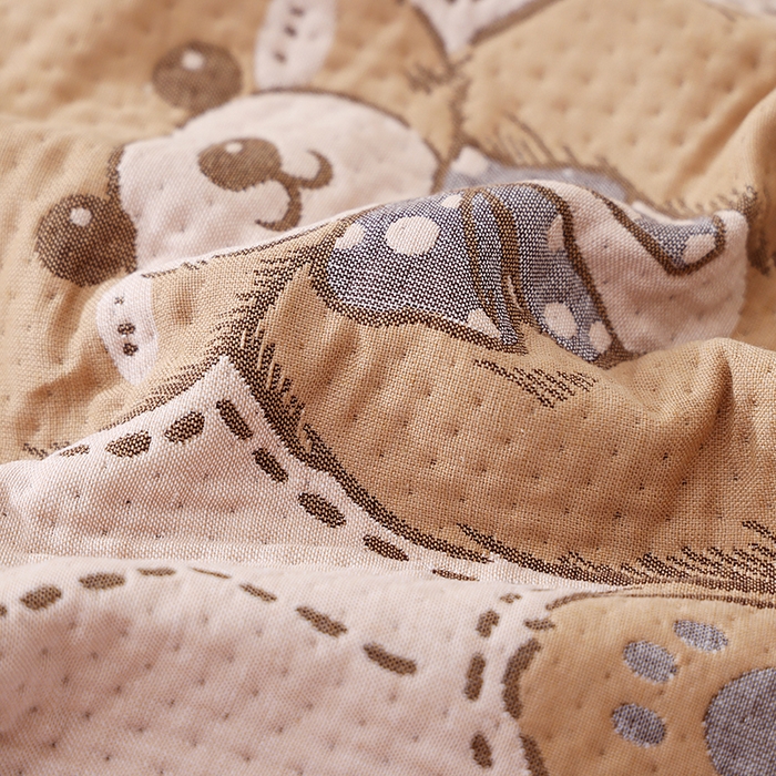 91家纺网 家纺一手货源 找家纺 朴尔家纺-毛巾被 2026新款卡通定位全棉纯棉四层纱布枕巾 呆萌熊-咖