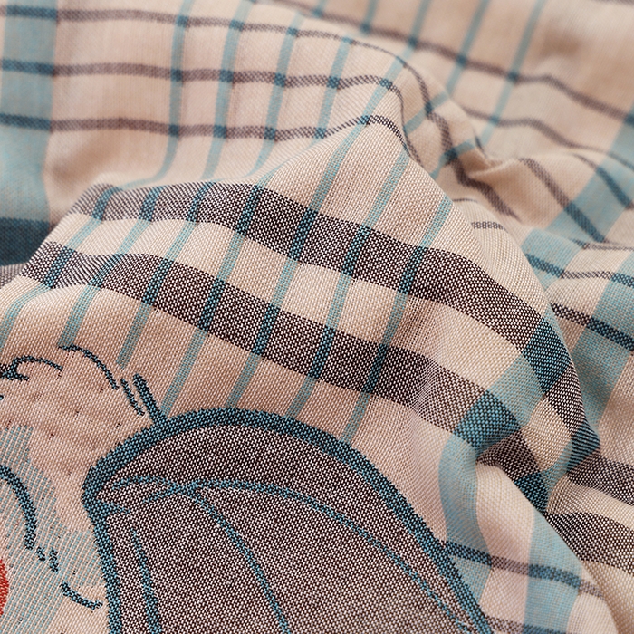 91家纺网 家纺一手货源 找家纺 朴尔家纺-毛巾被 2026新款卡通定位全棉纯棉四层纱布枕巾 优雅汪-蓝