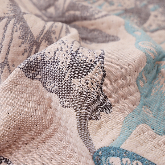 91家纺网 家纺一手货源 找家纺 朴尔家纺-毛巾被 2026新款卡通定位全棉纯棉四层纱布枕巾 梦幻蝶舞-蓝