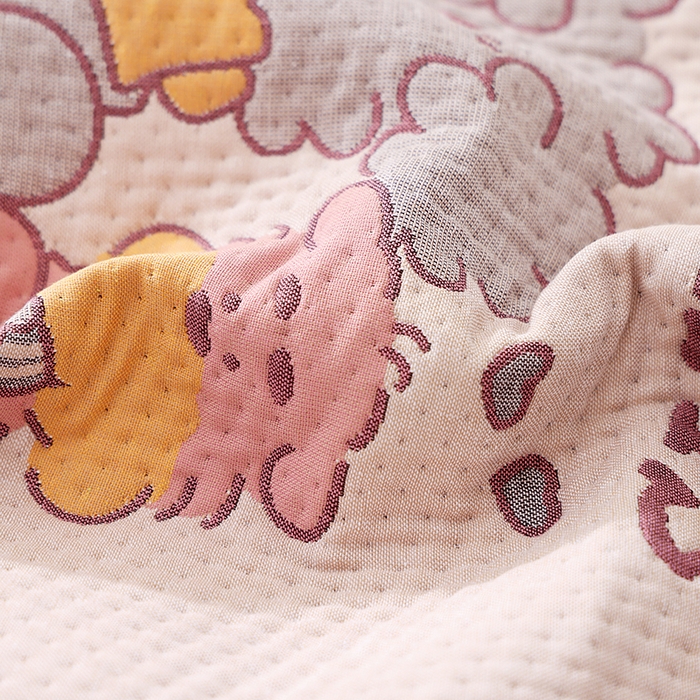 91家纺网 家纺一手货源 找家纺 朴尔家纺-毛巾被 2026新款卡通定位全棉纯棉四层纱布枕巾 奶狗小队-粉