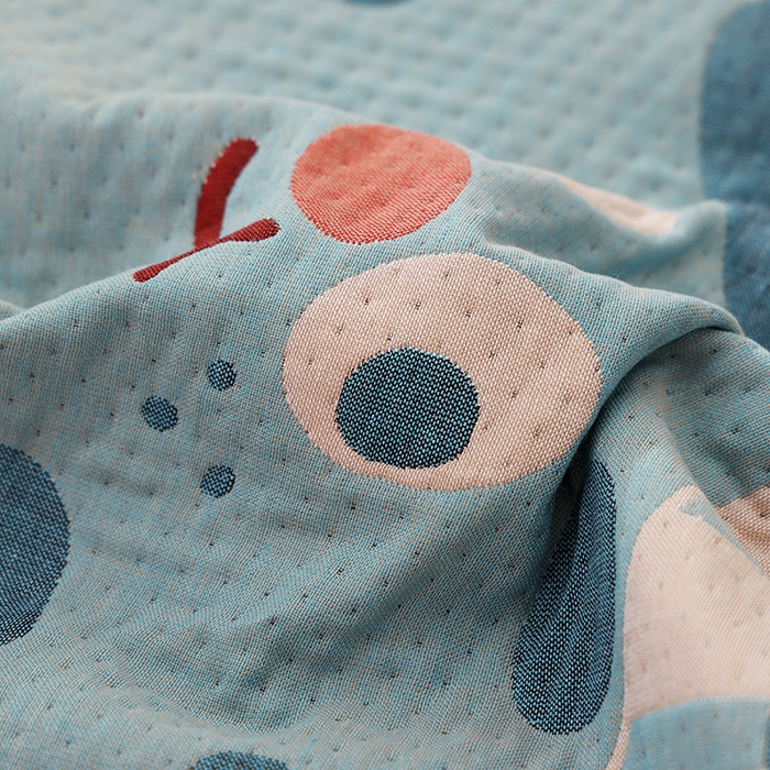 91家纺网 家纺一手货源 找家纺 朴尔家纺-毛巾被 2026新款卡通定位全棉纯棉四层纱布枕巾 巧克力饼-蓝