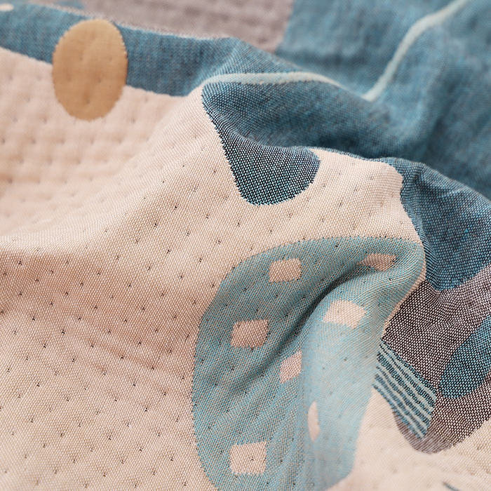 91家纺网 家纺一手货源 找家纺 朴尔家纺-毛巾被 2026新款卡通定位全棉纯棉四层纱布枕巾 包包熊崽-蓝