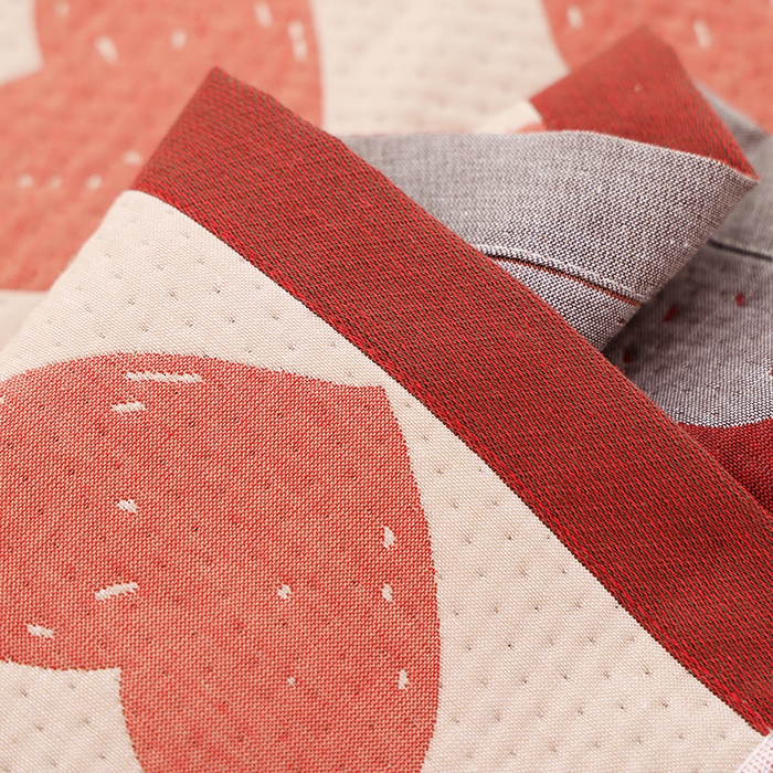 91家纺网 家纺一手货源 找家纺 朴尔家纺-毛巾被 2026新款卡通定位全棉纯棉四层纱布枕巾 心跳小兔-红