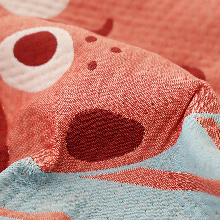 91家纺网 家纺一手货源 找家纺 朴尔家纺-毛巾被 2026新款卡通定位全棉纯棉四层纱布枕巾 巧克力饼-红