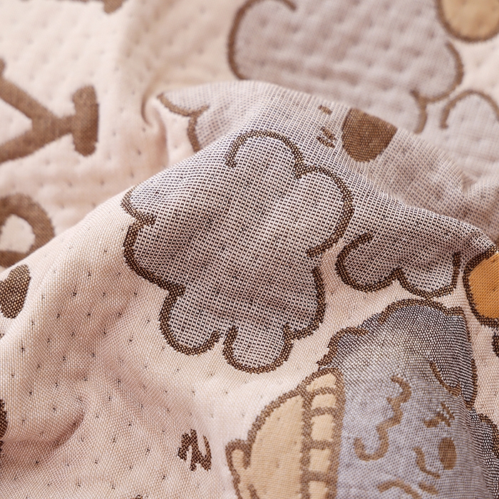 91家纺网 家纺一手货源 找家纺 朴尔家纺-毛巾被 2026新款卡通定位全棉纯棉四层纱布枕巾 奶狗小队-咖