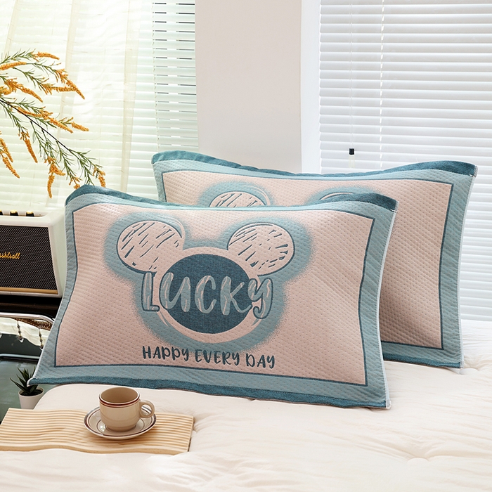 91家纺网 家纺一手货源 找家纺 朴尔家纺-毛巾被 2026新款卡通定位全棉纯棉四层纱布枕巾 忆童年-蓝