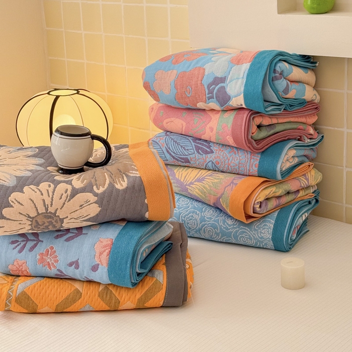 91家纺网 家纺一手货源 找家纺 （总）朴尔家纺-毛巾被 2026新款彩棉云柔全棉纯棉三层纱布枕巾