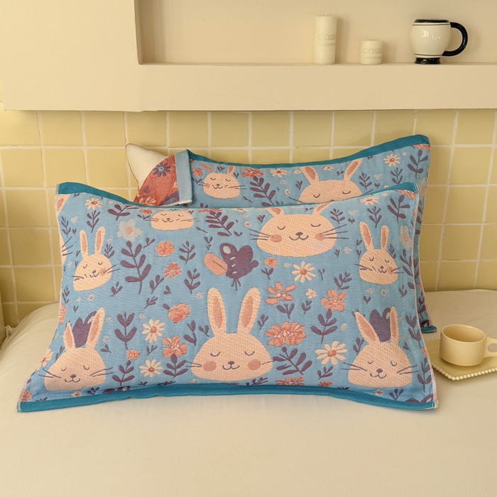 朴尔家纺-毛巾被 2026新款彩棉云柔全棉纯棉三层纱布枕巾 安妮花园